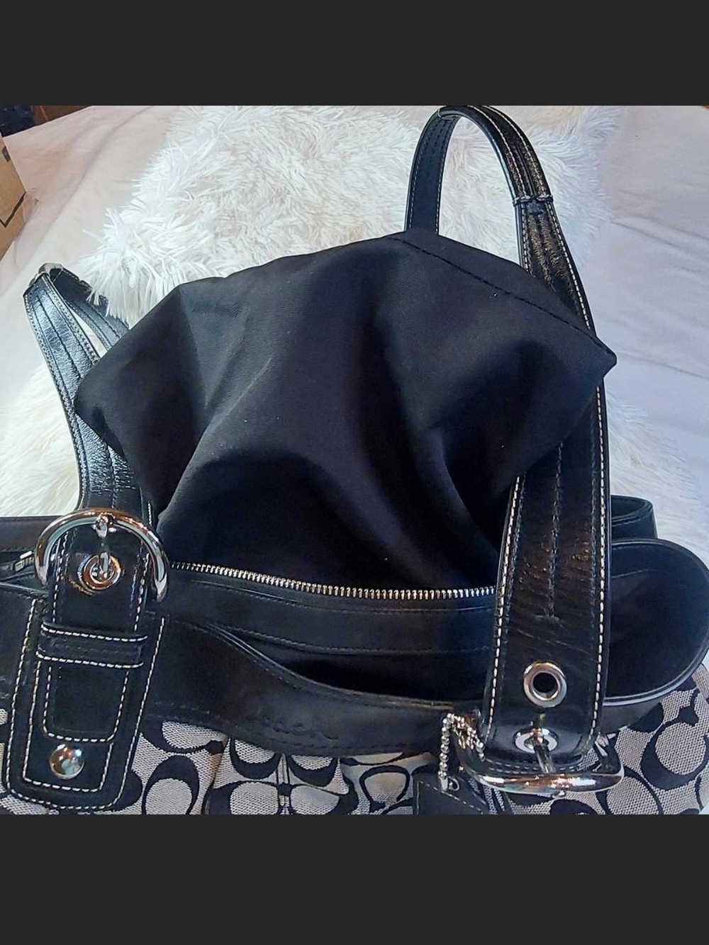 COACH Pristine Y2K Soho Pleated Large Signature Tote … - Gem